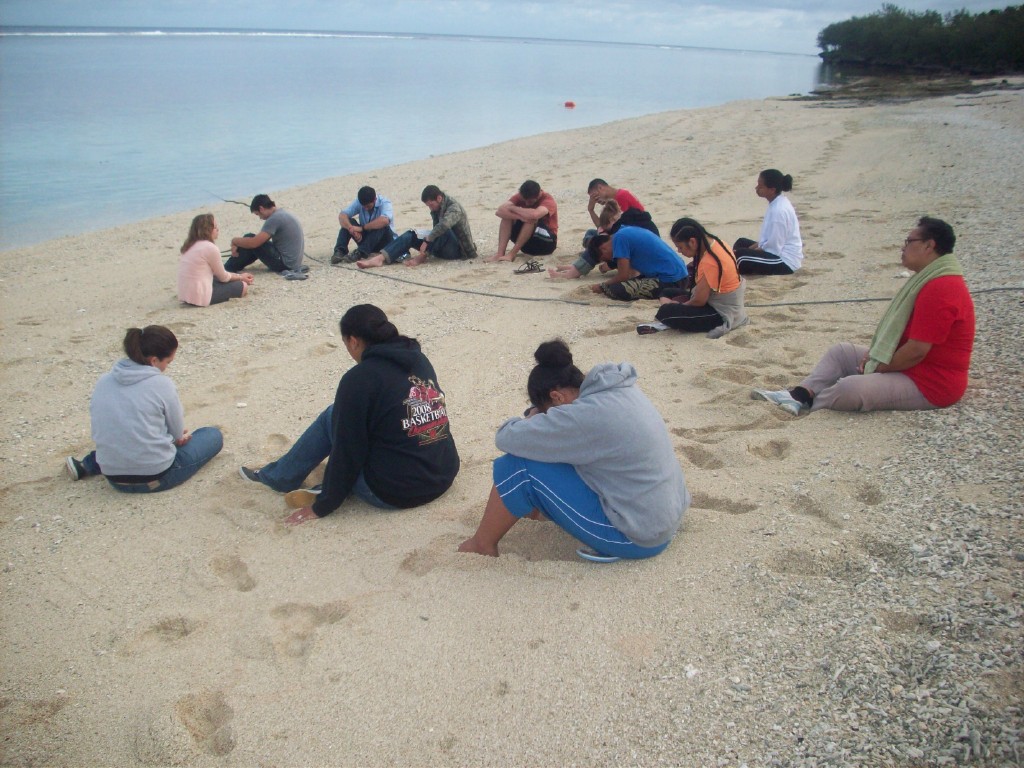 Prayer on beach